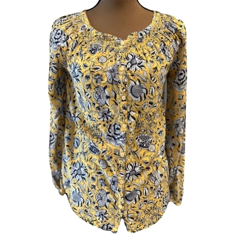 Lucky Brand  boho peasant style floral blouse size XS
